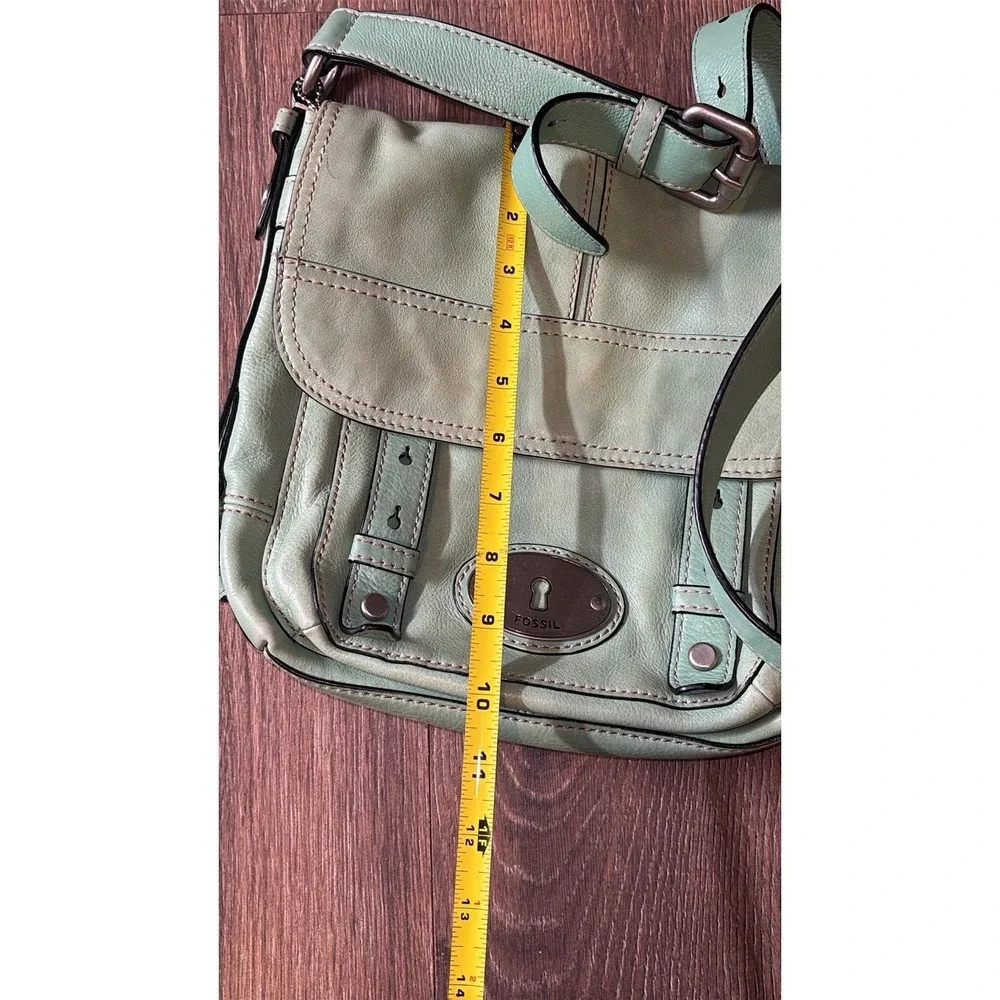 Fossil‎ Maddox Green Leather Classic Long Live Vintage Flap Buckle Crossbody Bag - Picture 6 of 9
